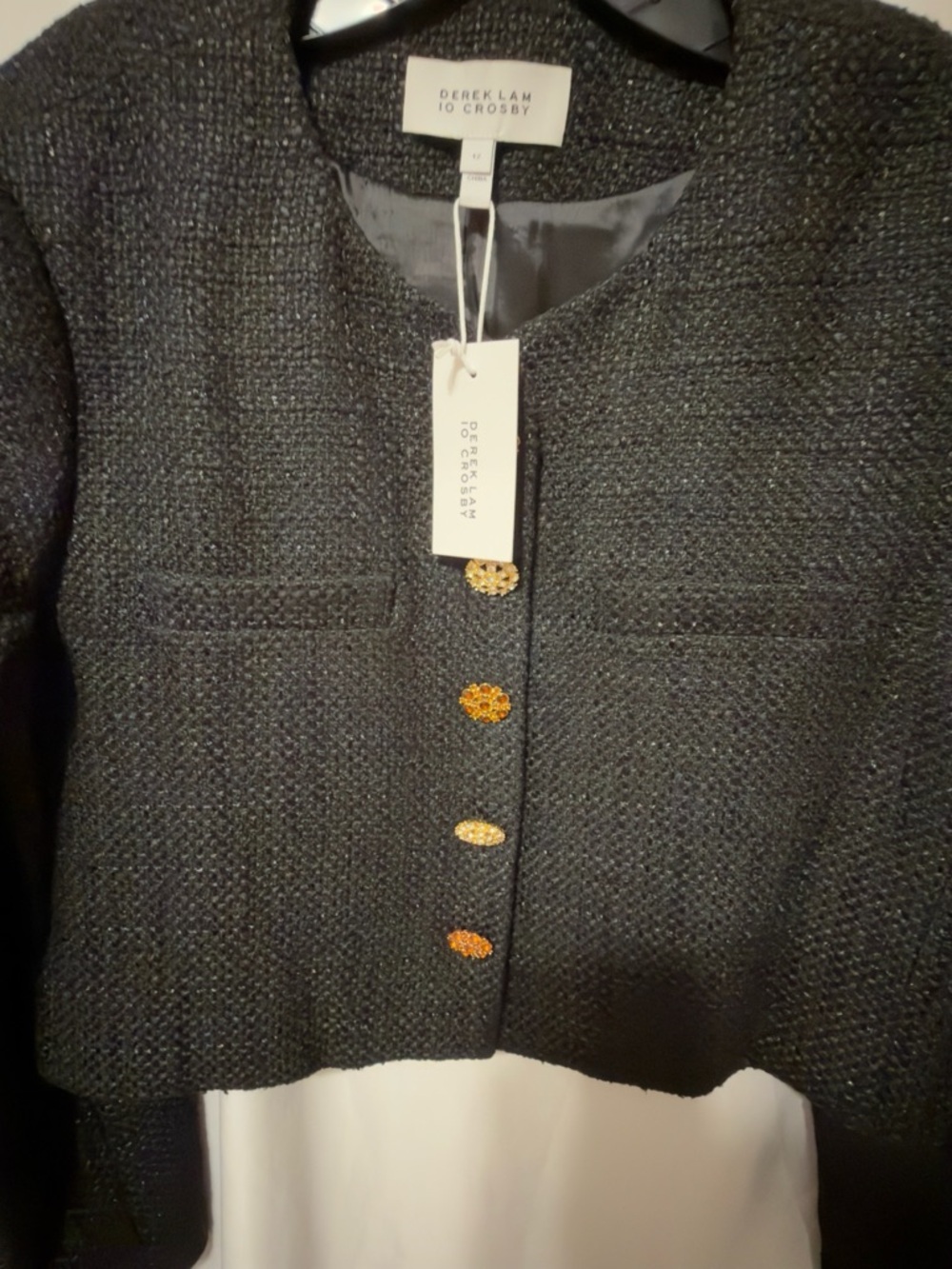 NWT Derek Lam 10 Crosby JULIETTE TWEED JACKET, BLACK-currently sold at Nor - Picture 9 of 16
